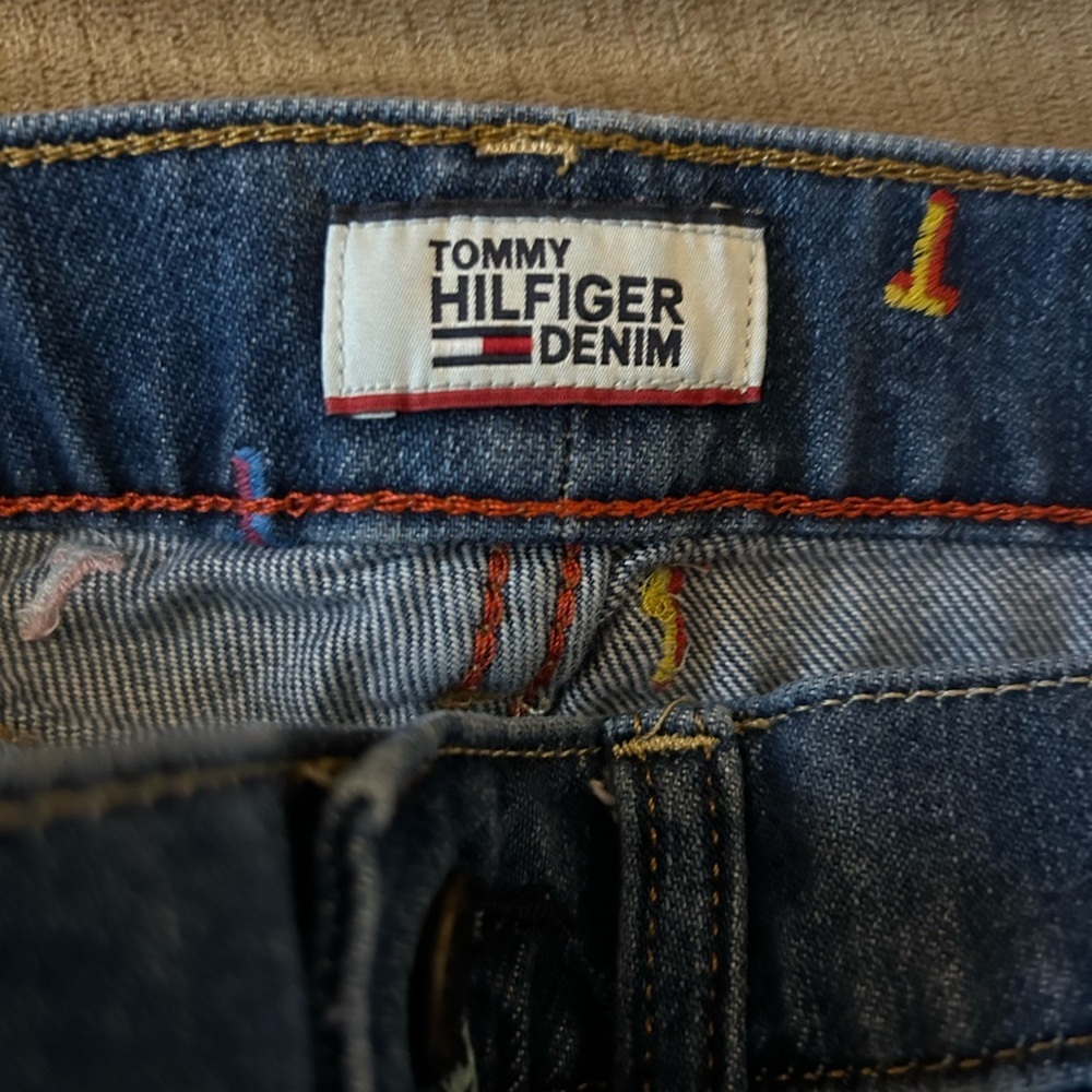 Tommy Hilfiger Embroidered Multi-color Sig. TH Boyfriend Copain Jeans Sz 0 - Picture 12 of 12